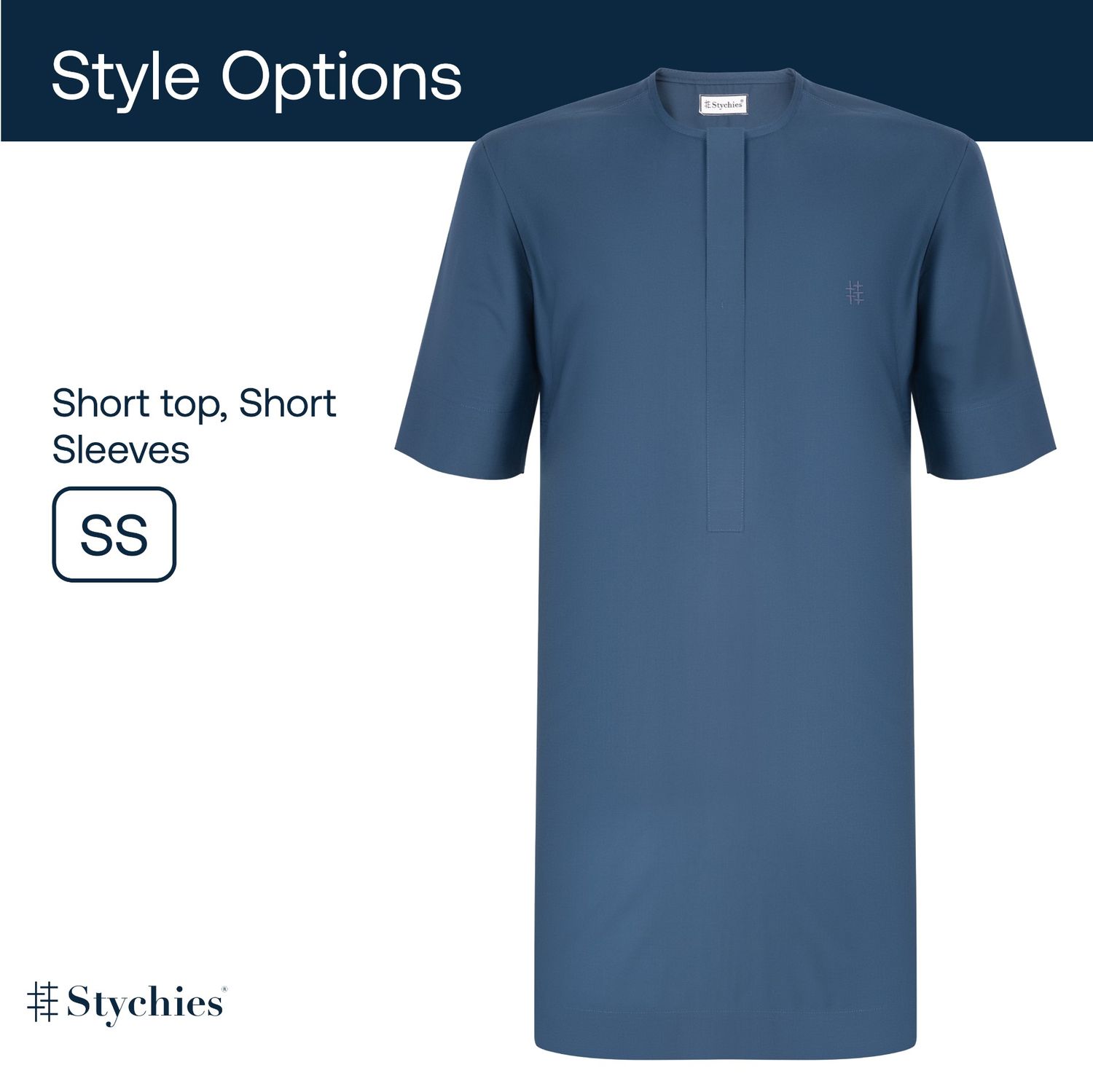 Style option: Short top, Elbow length sleeves
